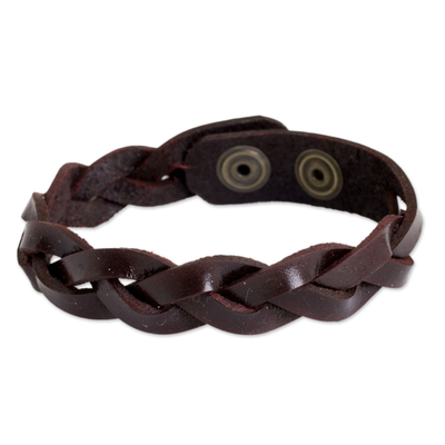 Artisan Crafted Braided Leather Wristband Bracelet for Men