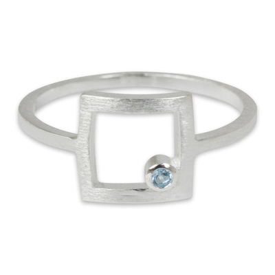 Thailand Handcrafted Sterling Silver Ring with Blue Topaz