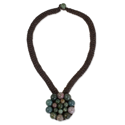 Flower Pendant Necklace with Assorted Jasper Beads