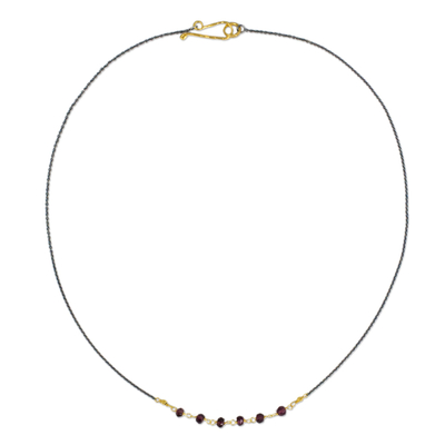 Vermeil Garnet and Silver Necklace Handcrafted in Thailand