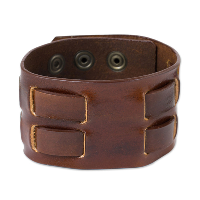 Leather Wristband Bracelet for Men Crafted by Hand