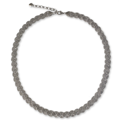 Sterling Silver 925 Necklace with Serpentine Curved Design