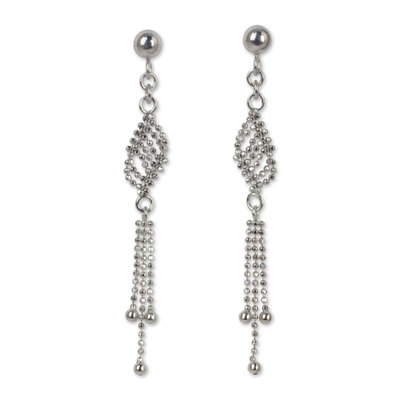 Handmade Sterling Silver Ball Chain Waterfall Earrings