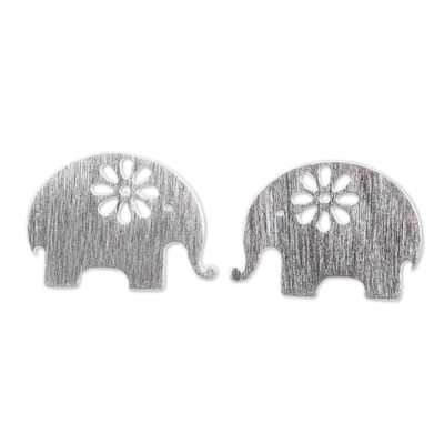 Handmade Elephant Stud Earrings in Sterling Silver