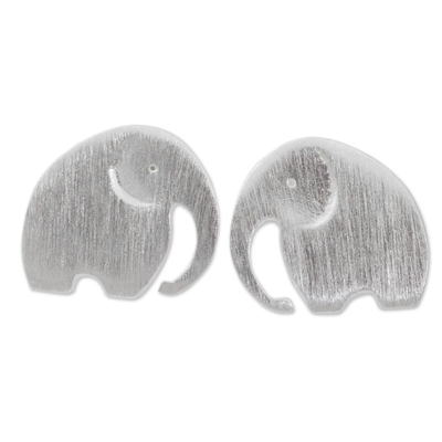 Stud Earrings with Elephant Motif in 925 Sterling Silver