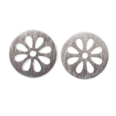 Thai Artisan Designed Sterling Silver Flower Stud Earrings