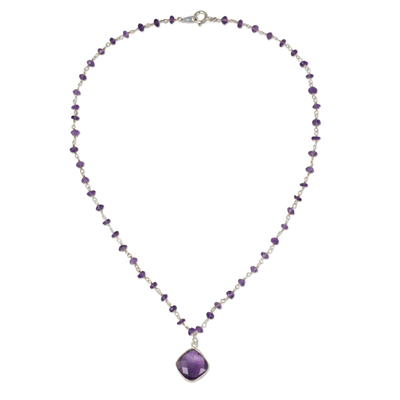 Handcrafted Faceted Amethyst and Sterling Silver Necklace