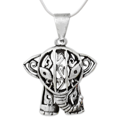 Hand Crafted Sterling Silver Necklace with Elephant Pendant