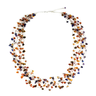 Multicolor Multi Gemstone Necklace Handcrafted Thai Jewelry