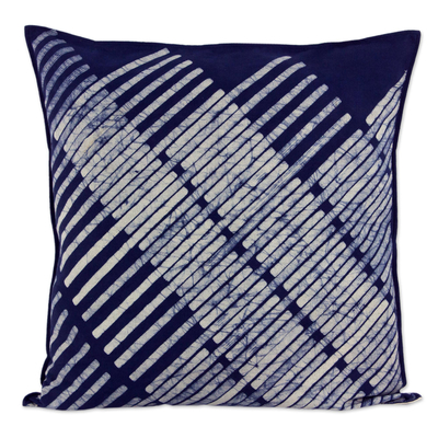 Blue Hill Tribe Cotton Batik Cushion Cover (24x24 Inch)