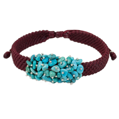 Handmade Cranberry Bracelet with Reconstituted Turquoise