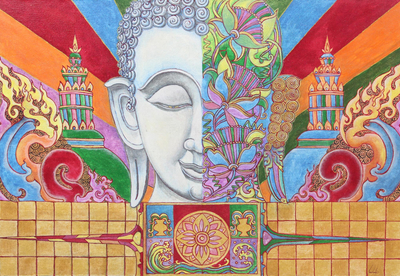 Original Thai Painting of Buddha in Acrylics