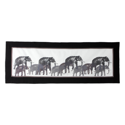 Artisan Crafted 100% Cotton Table Runner with Elephant Motif