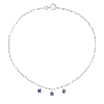 Thai Amethyst and Sterling Silver Artisan Crafted Anklet