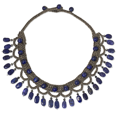 Lapis Lazuli Cord Collar Necklace Handmade in Thailand