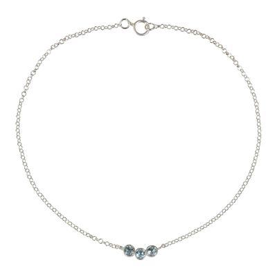 Blue Topaz and Sterling Silver Anklet from Thailand