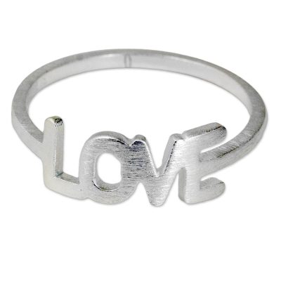 Thai Love Ring Handcrafted Brushed Sterling Silver