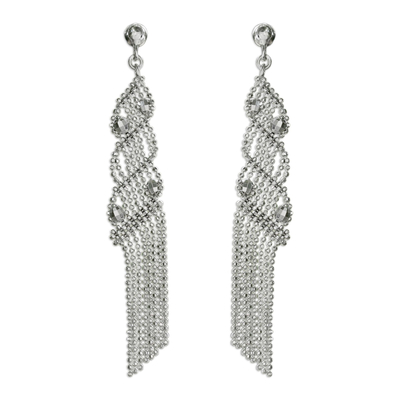 Sterling Silver Ball Chain Chandelier Earrings from Thailand