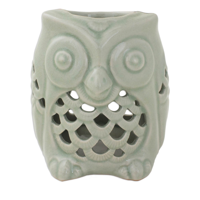 Artisan Crafted Ceramic Owl Oil Warmer from Thailand