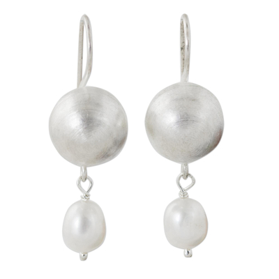 Handmade Cultured Pearl and Sterling Silver Dangle Earrings