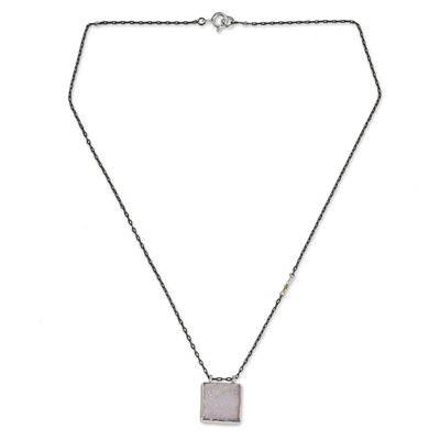 Drusy Pendant Necklace with Pearl and Gold Accents