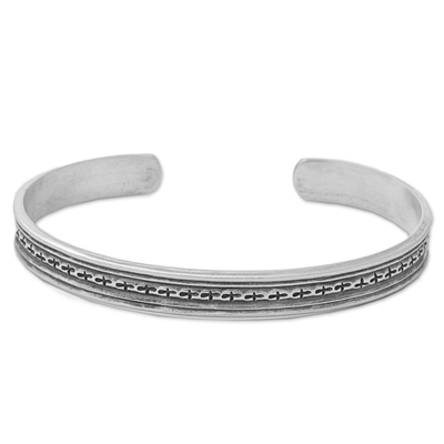 Karen Tribe Sterling Silver Cuff Bracelet Cross Thailand