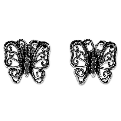Sterling Silver Stud Earrings Butterfly Shape from Thailand