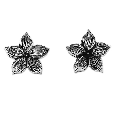 Sterling Silver Stud Earrings Floral Shape from Thailand