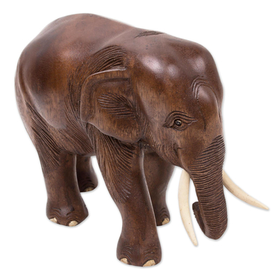Hand Made Wood Elephant Sculpture from Thailand