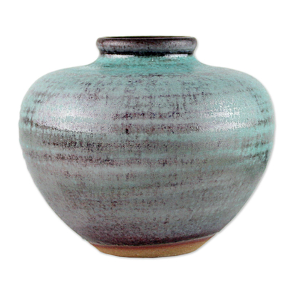 Round Hand Crafted Watertight Ceramic Bud Vase from Thailand