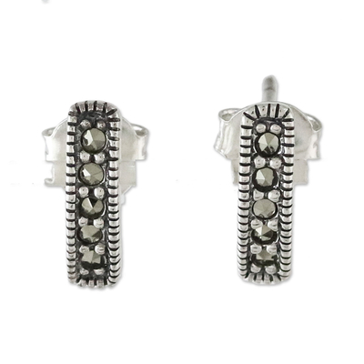 Sterling Silver and Marcasite Drop Earrings from Thailand