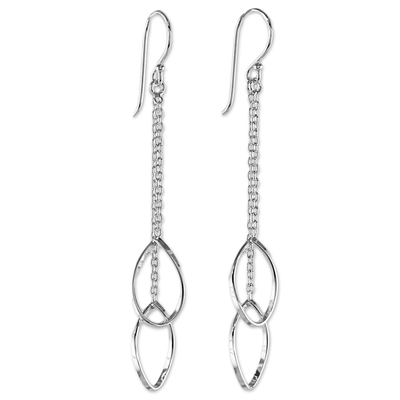 Sterling Silver Geometric Minimalist Dangle Earrings from Novica
