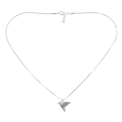 Origami Bird Sterling Silver Pendant Necklace from Thailand