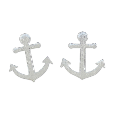 Sterling Silver Nautical Anchor Stud Earrings from Thailand