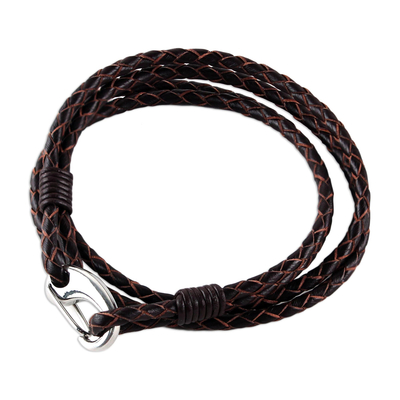 Sable Braided Leather Cord Bracelet from Thailand