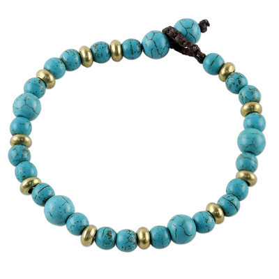 Brass and Calcite Beaded Bracelet from Thailand