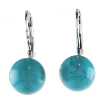 Blue Calcite and Sterling Silver Drop Earrings from Thailand