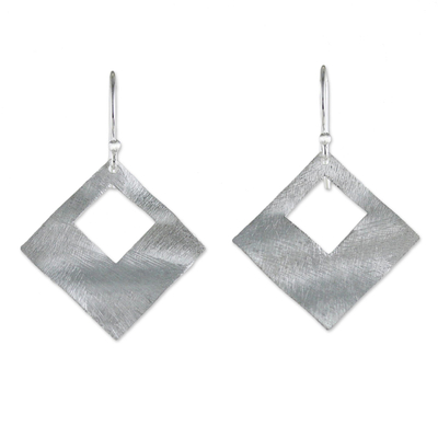 Sterling Silver Diamond Shaped Dangle Earrings from Thailand