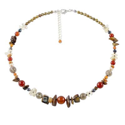 Multicolored Multi-Gemstone Beaded Necklace from Thailand
