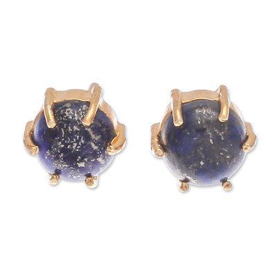 Gold Plated Lapis Lazuli Stud Earrings from Thailand