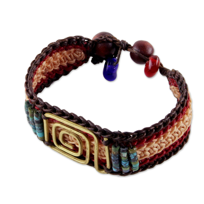 Beige and Red Brass and Reconstituted Turquoise Bracelet