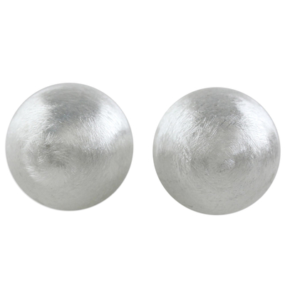 Sterling Silver Brushed Satin Stud Earrings from Thailand