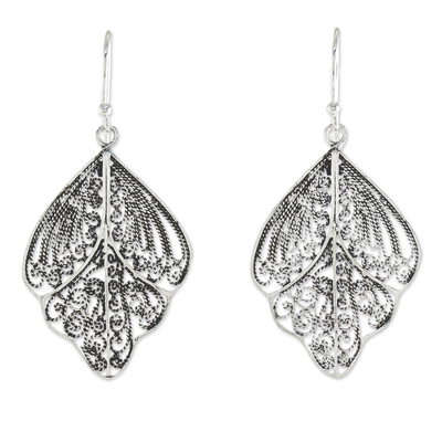 Sterling Silver Thai Filigree Spiral Dangle Earrings