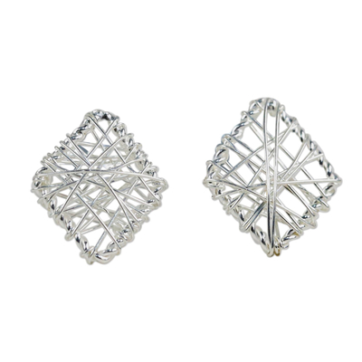 Wrapped Sterling Silver Stud Earrings Crafted in Thailand