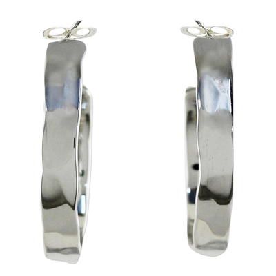Modern Thai 925 Sterling Silver Half-Hoop Earrings