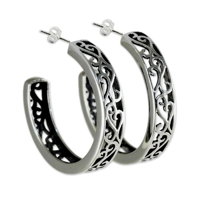 Elegant 925 Sterling Silver Half-Hoop Earrings from Thailand