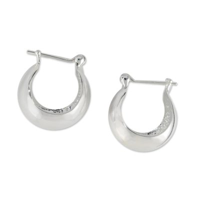925 Sterling Silver Shining Hoop Earrings from Thailand