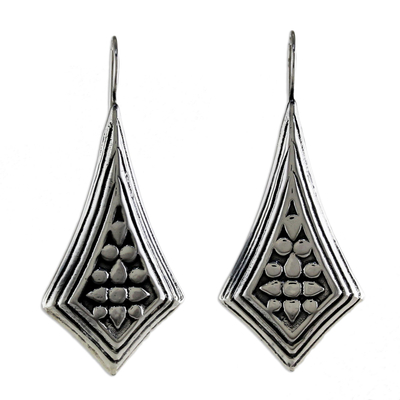 Sterling Silver Diamond Shaped Drop Earrings from Thailand