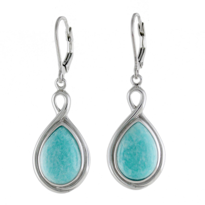 Rhodium Plated Amazonite and Sterling Silver Dangle Earrings