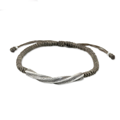 Karen Silver Wristband Bracelet in Grey from Thailand